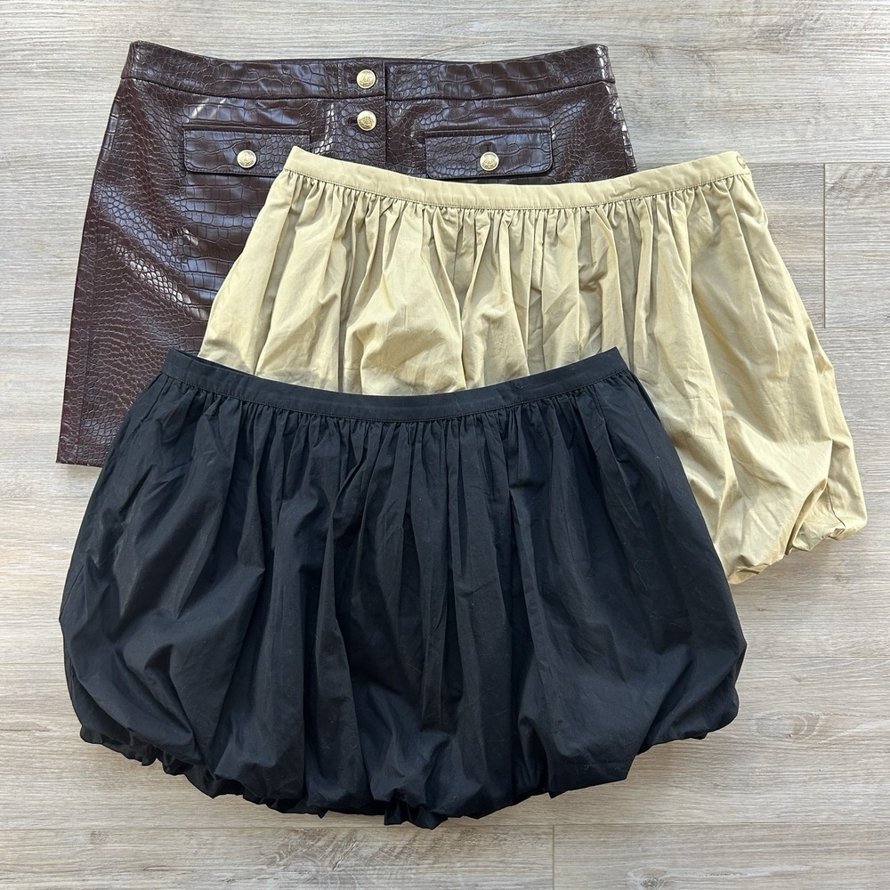 J.Crew Womens 18 Bubble Hem Faux Croc Embelished Mini Skirt Lot Of 3โ